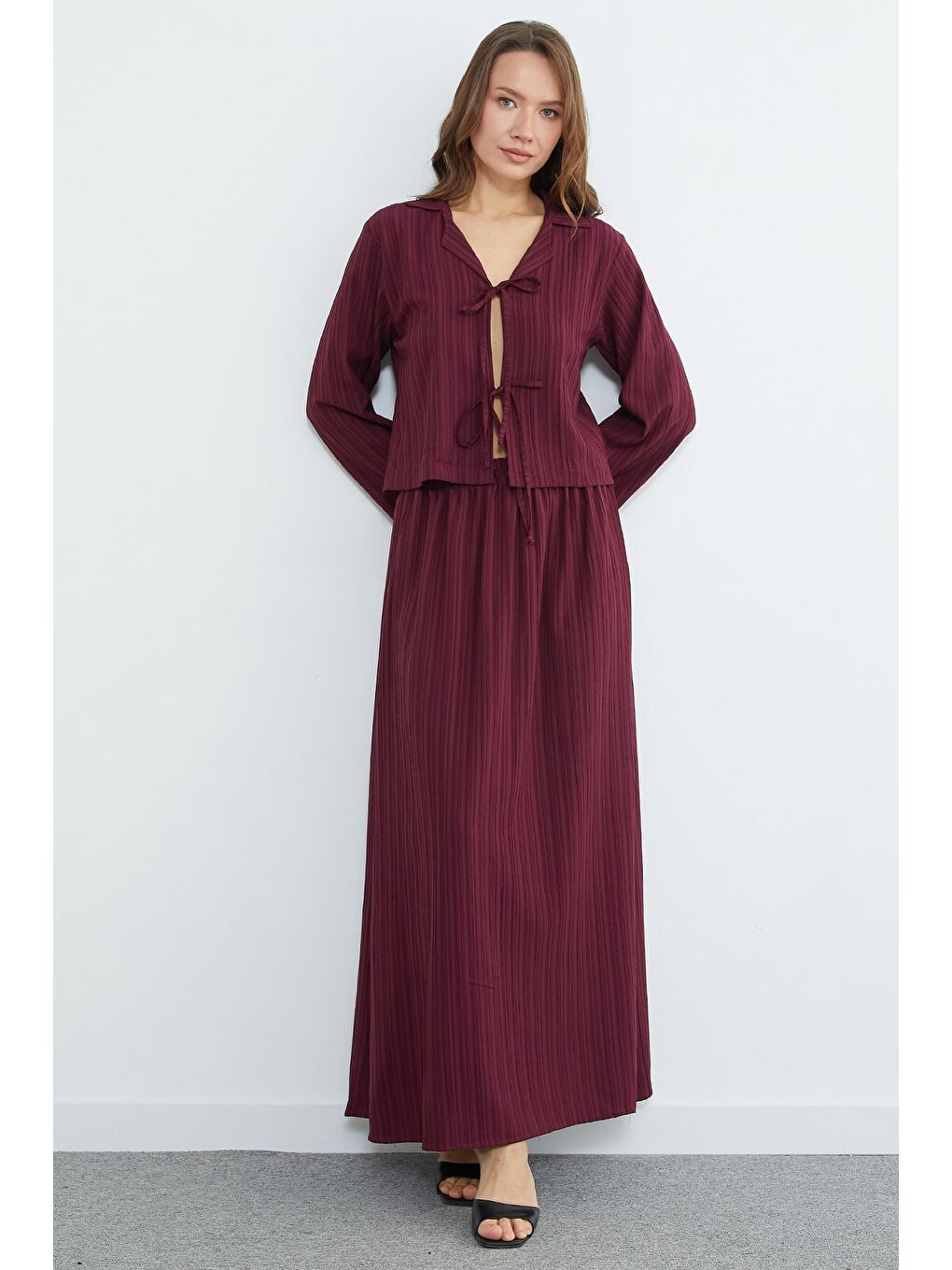 Mürdüm Önü Bağlamalı Beli Lastikli Etekli 2 Li Takım-4