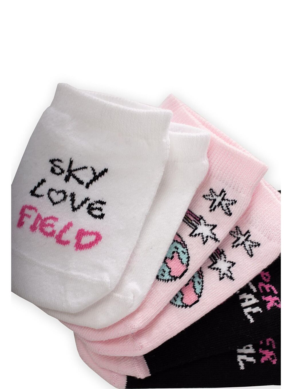 Üçlü Space Patik Çorap 3-10 Yaş Karışık Renkli 1-1