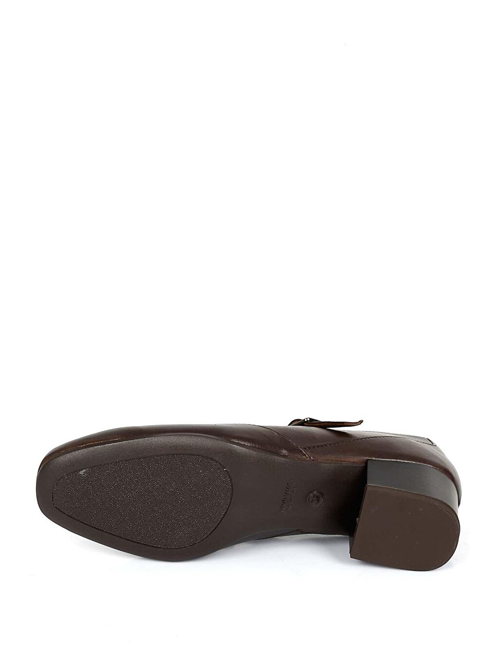 Kahverengi KAHVERENGİ  Hakiki Deri Küt Burun Kısa Kalın Topuklu Kadın Ayakkabı 24220-7