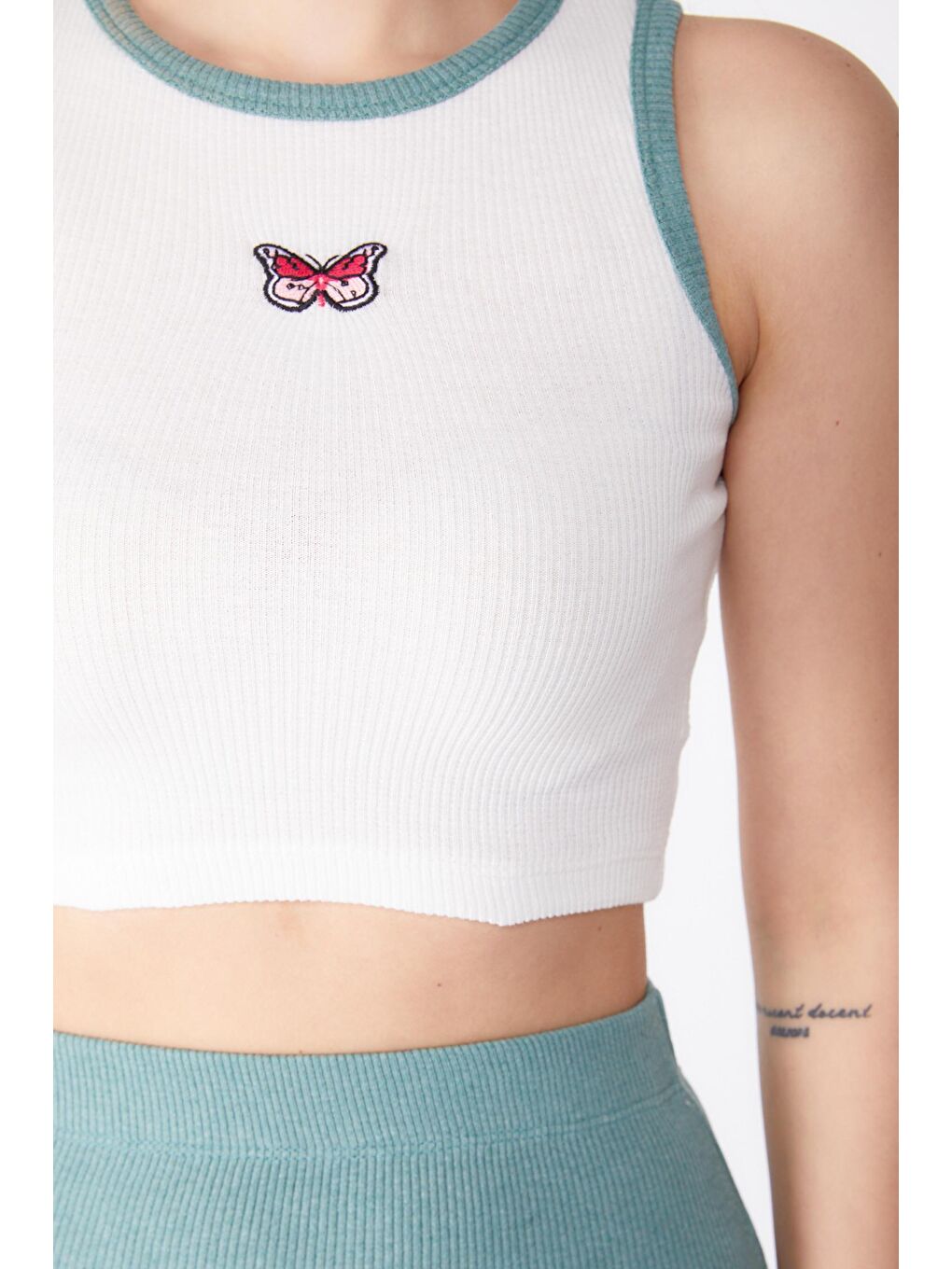 Bisiklet Yaka Kadın Yeşil Etek+Bluz İkili Takım - 25328-5