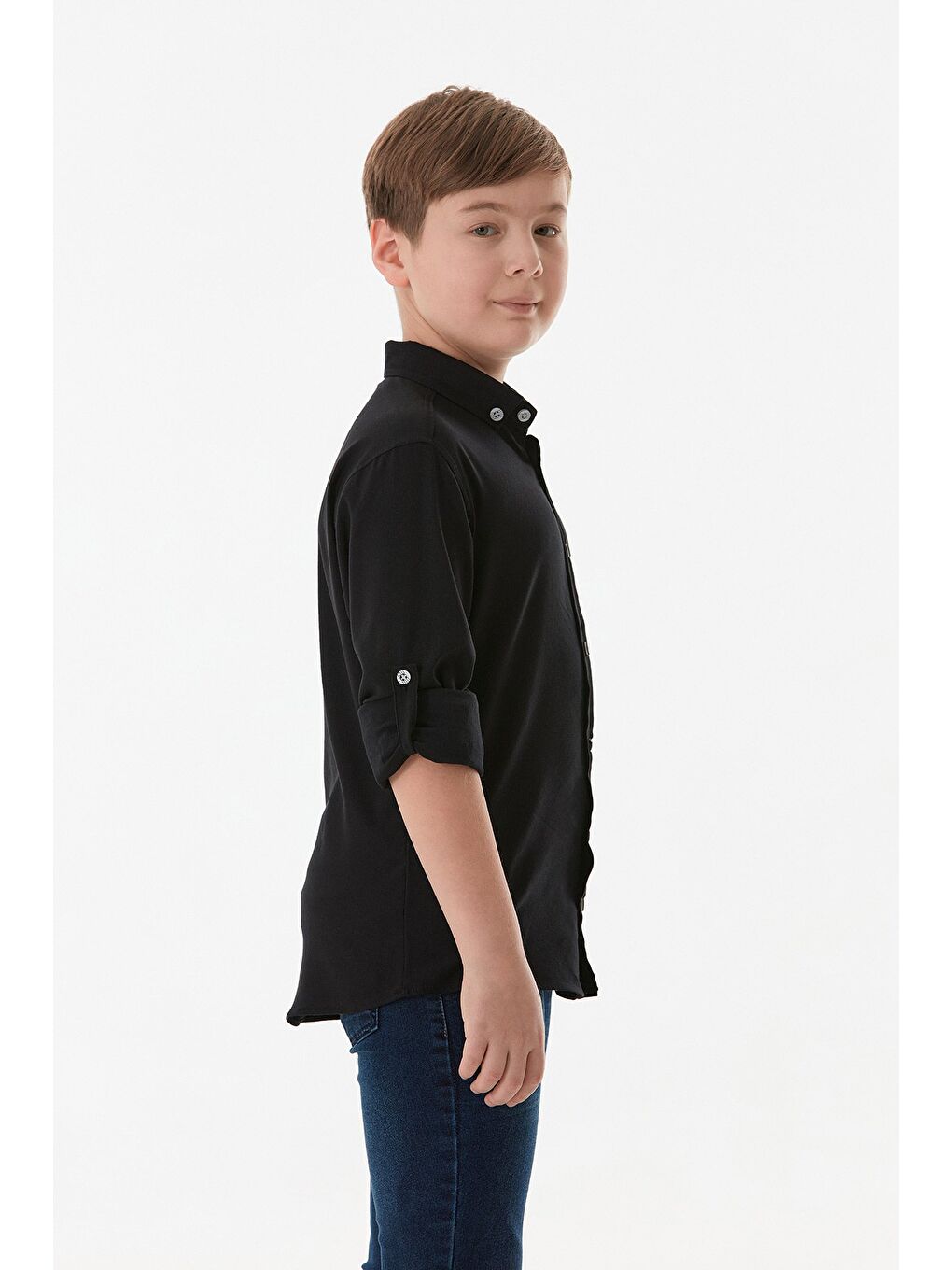 Lacivert Eskitme Görünümlü Fermuarlı Erkek Çocuk Pantolon-1