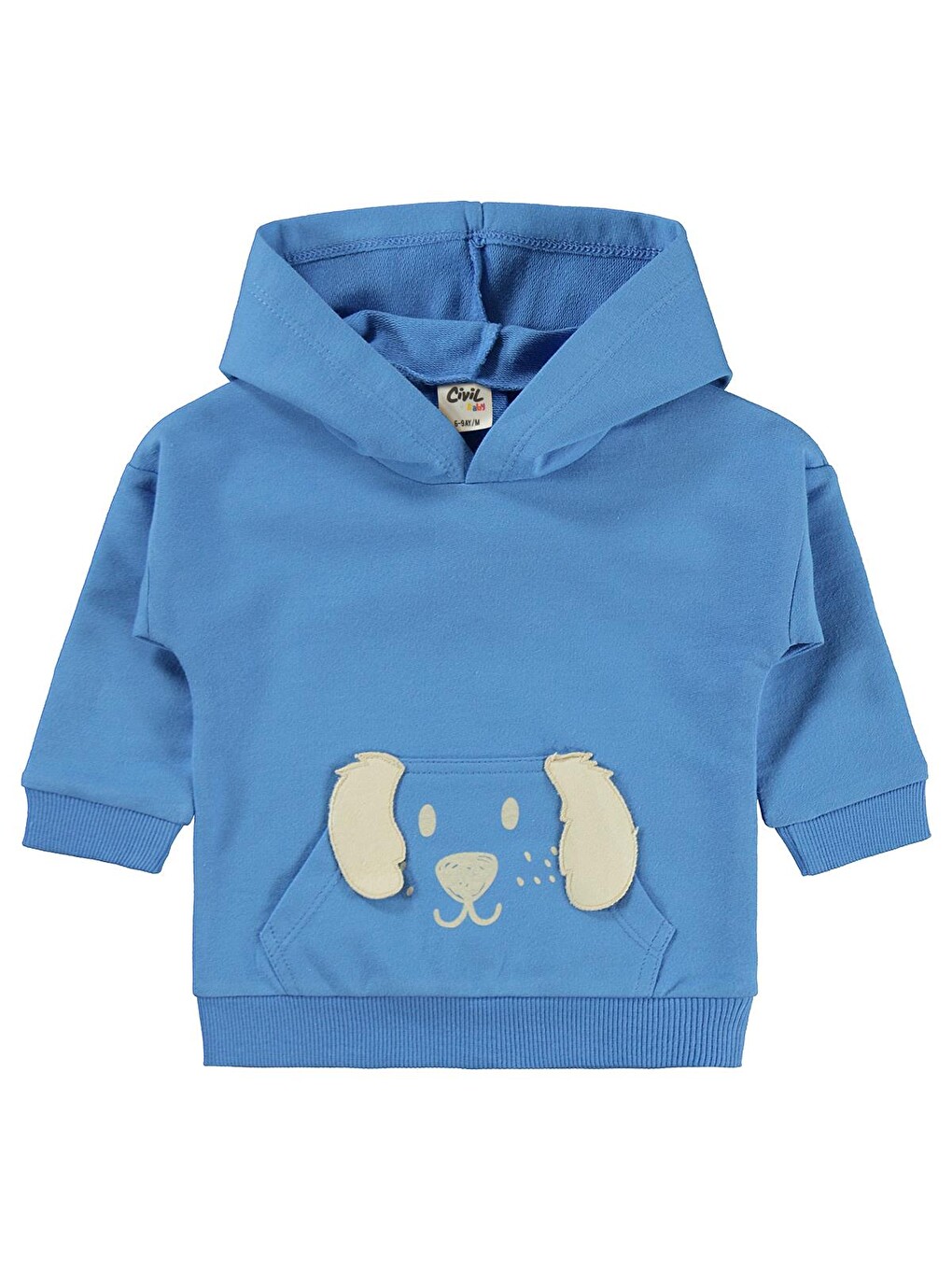 Baby Kapüşonlu Köpek Nakışlı 6-18 Ay Takım - Mavi-2
