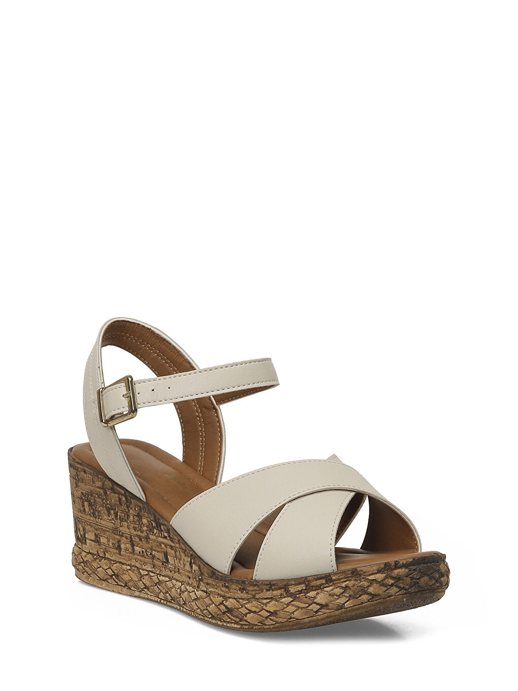 327095.Z 6FX Bej Kadın Dolgu Topuk Sandalet-1