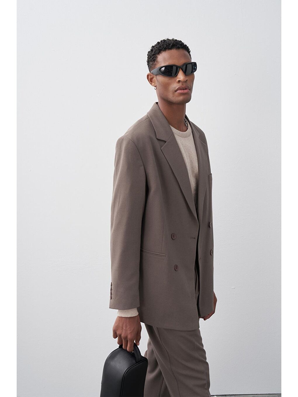 Bej Rahat Kalıp Kruvaze Takım Elbise Vizon-3