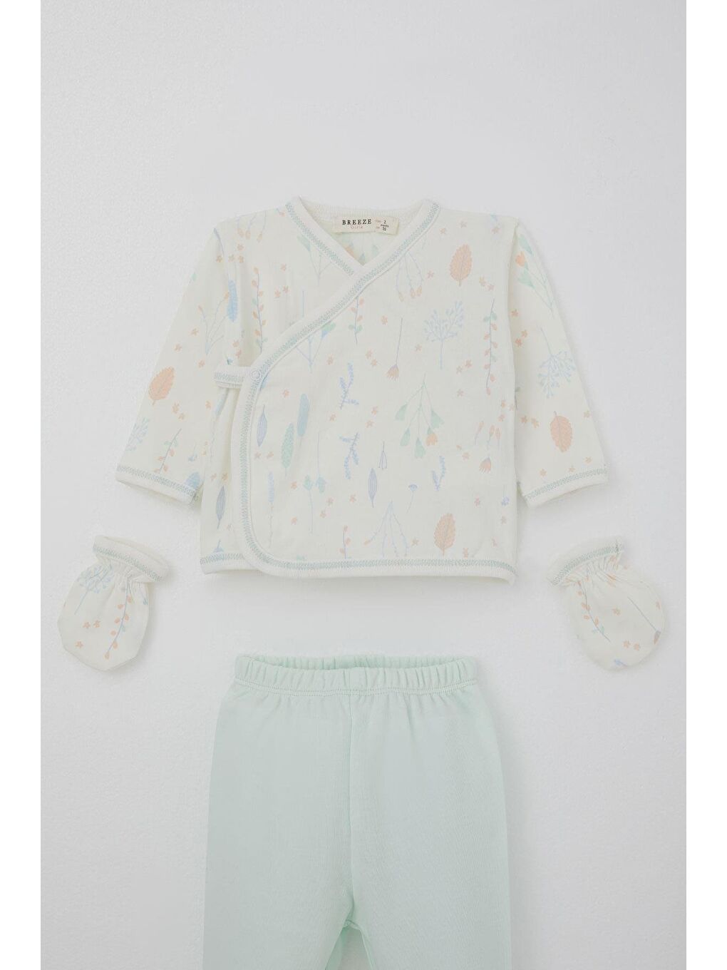 Kız Bebek Hastane Çıkışı 5 Li Renkli Çiçek Desenli Ekru (0-3 Ay)-2