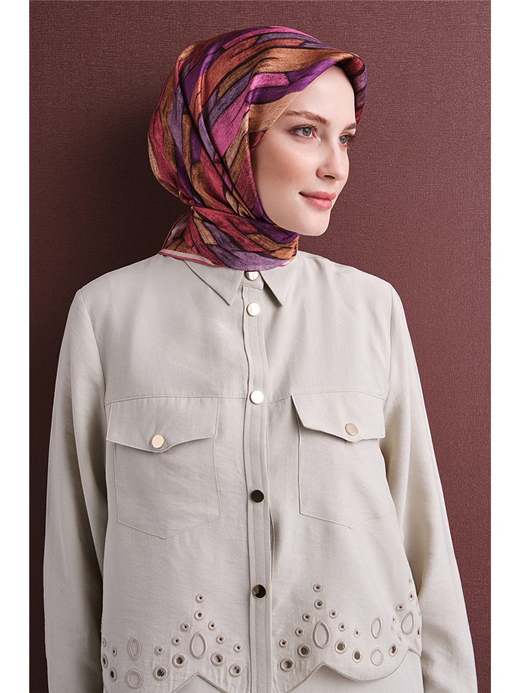 Pembe Saf İpek Twill Eşarp 9612d 32-2