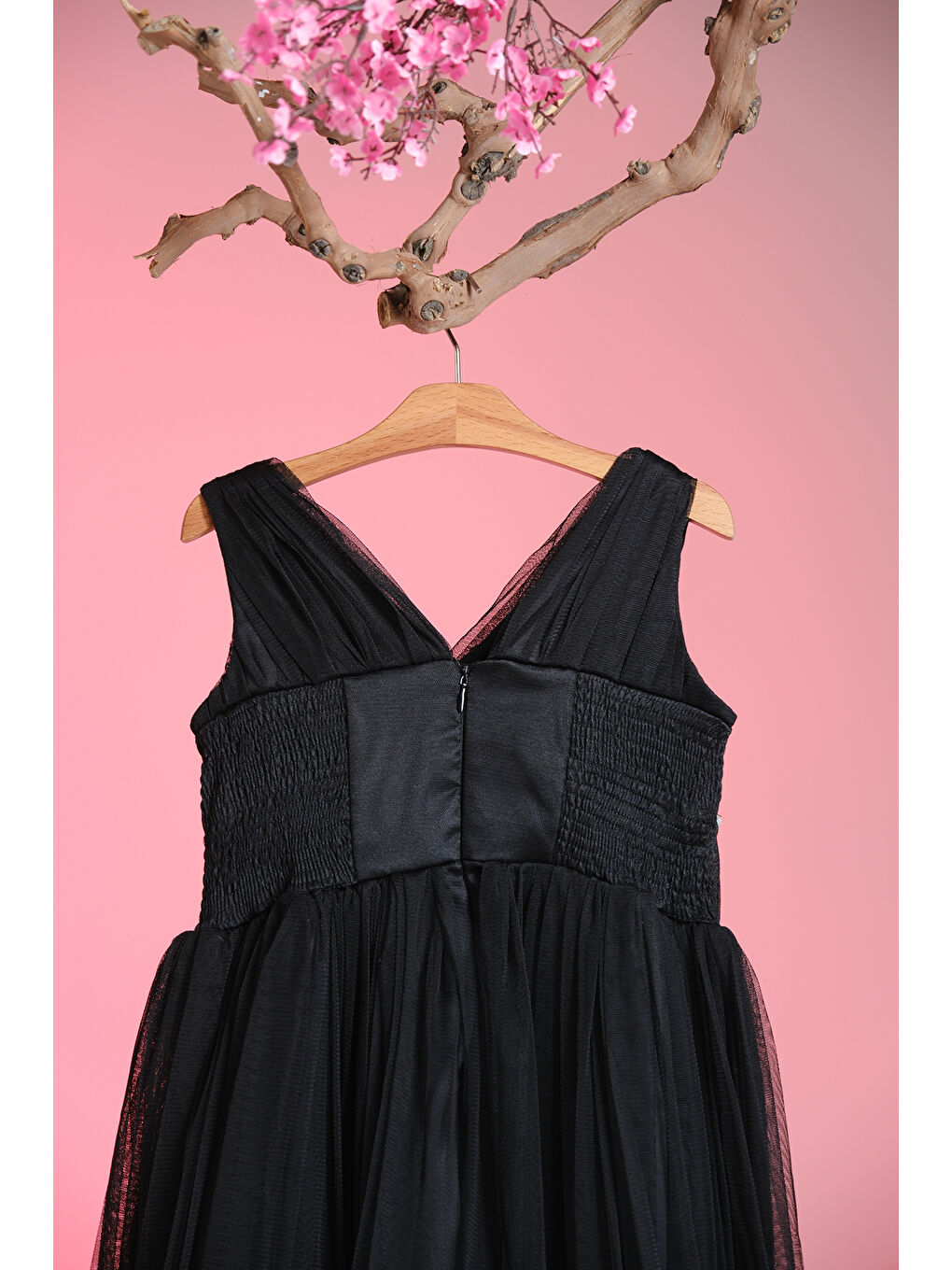 Siyah Beli İkili Taşlı Şeritli V Yakalı Kız Çocuk Abiye ABY.3005-5