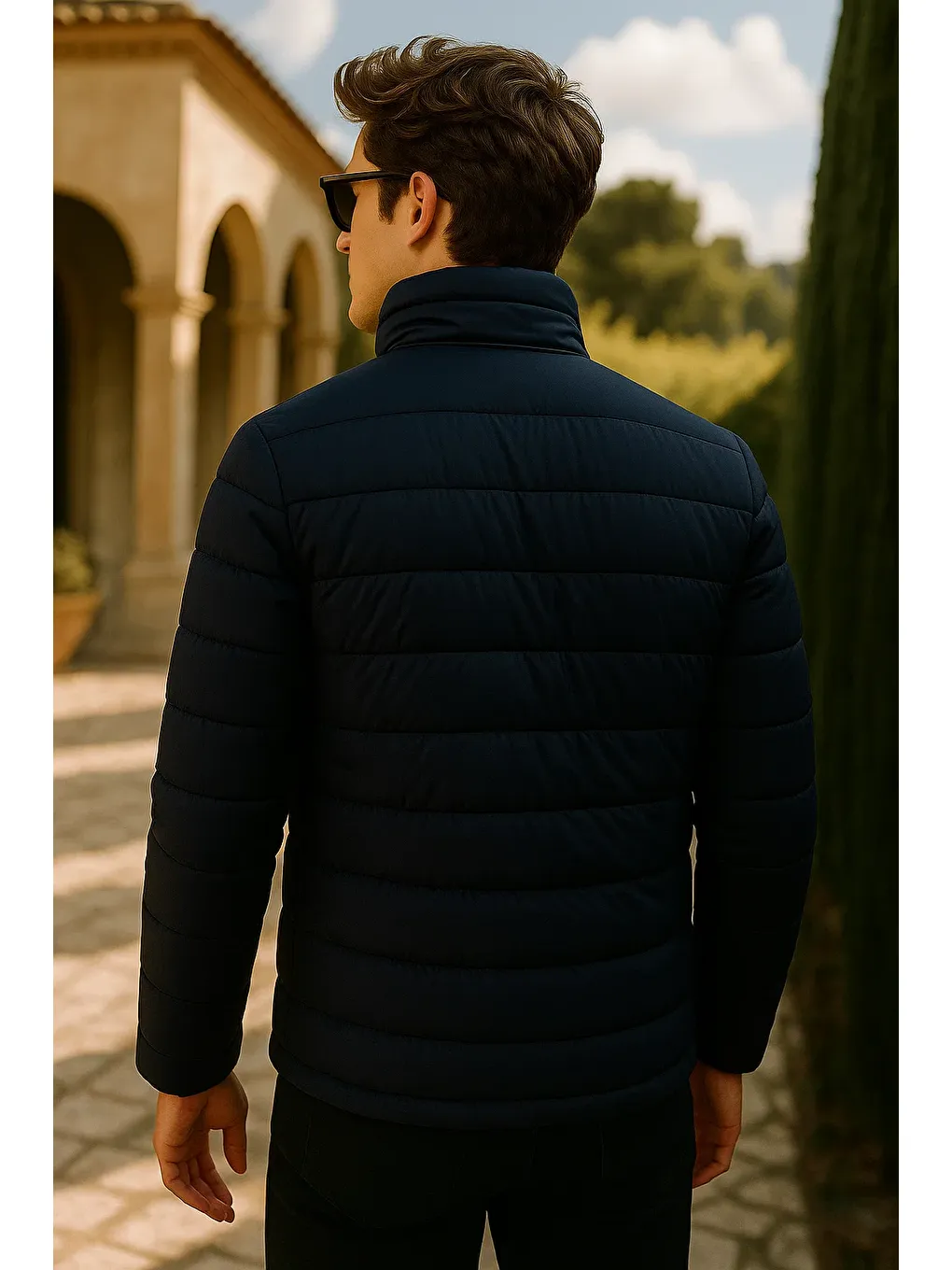 Erkek Comfort Dik Yaka Günlük Kışlık Lacivert Şişme Mont-4