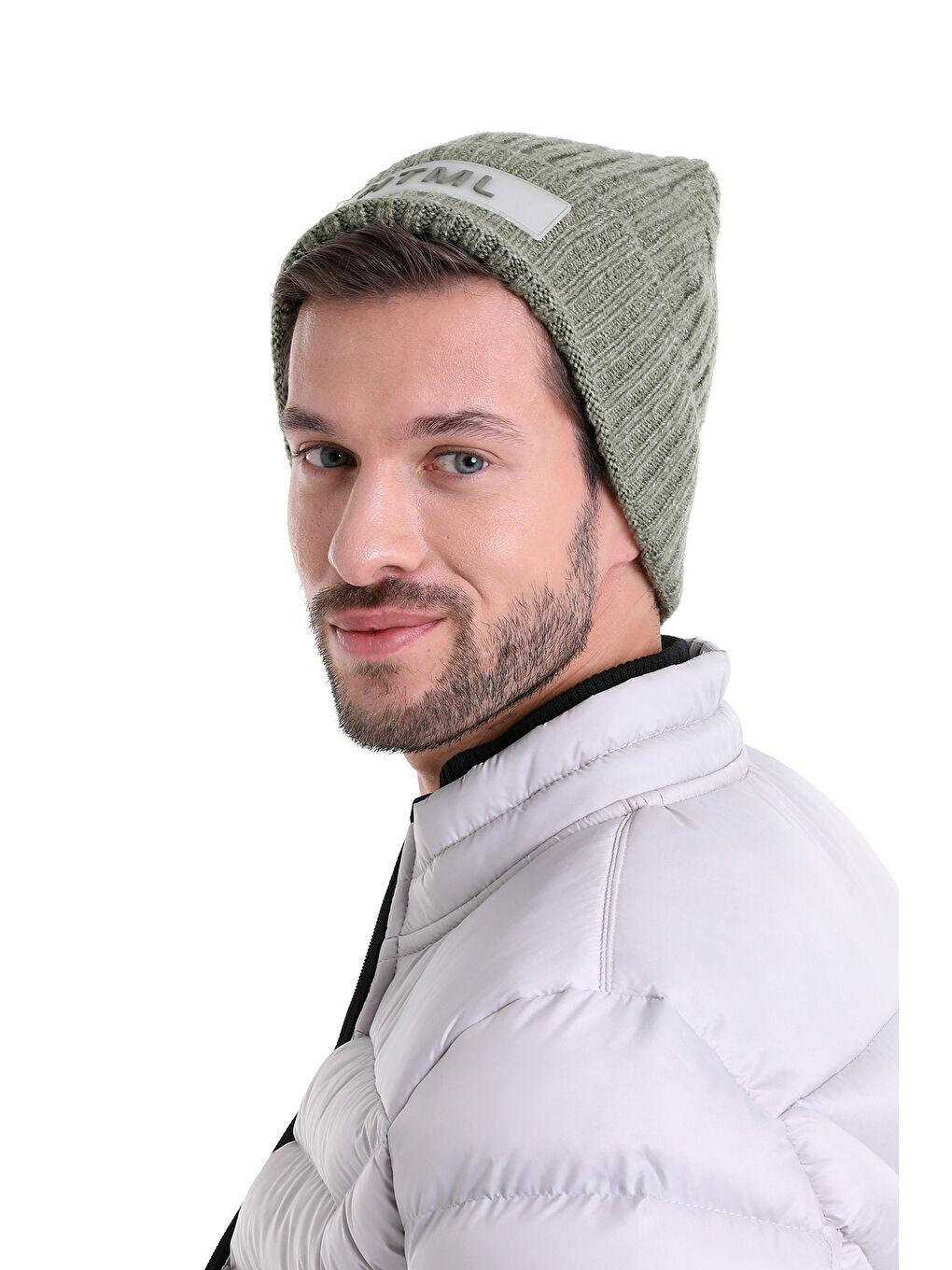 Haki Düz Pamuklu Örgü Bere-2