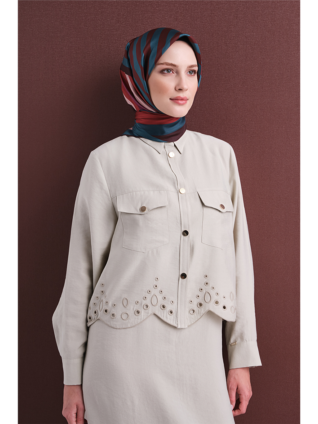 Karışık Saf İpek Twill Eşarp 9615d 80