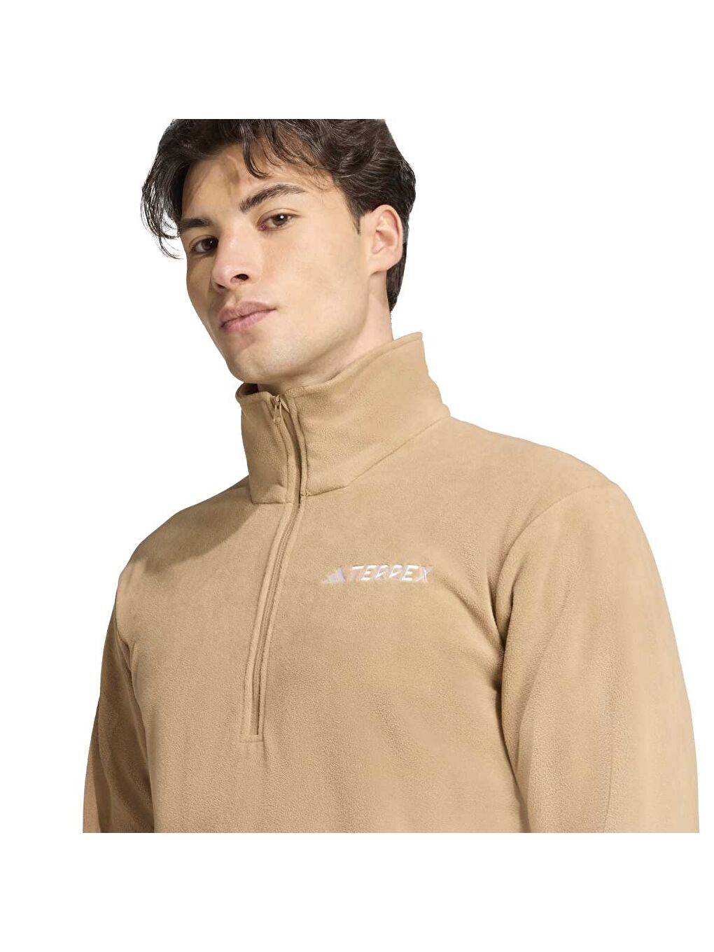 Multi Essentials Erkek Bej Dik Yaka Polar Fermuarlı Sweatshirt-3