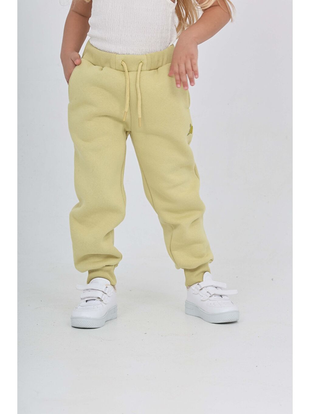 Yeşil Kız Çocuk Kabaran Yıldız Baskılı Eşofman Alt-1