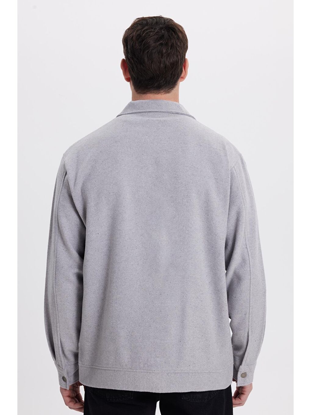 Erkek Relax Fit Rahat Kesim Yandan Flota Cep Oduncu Gri Kaşe Ceket Mont Gömlek-7