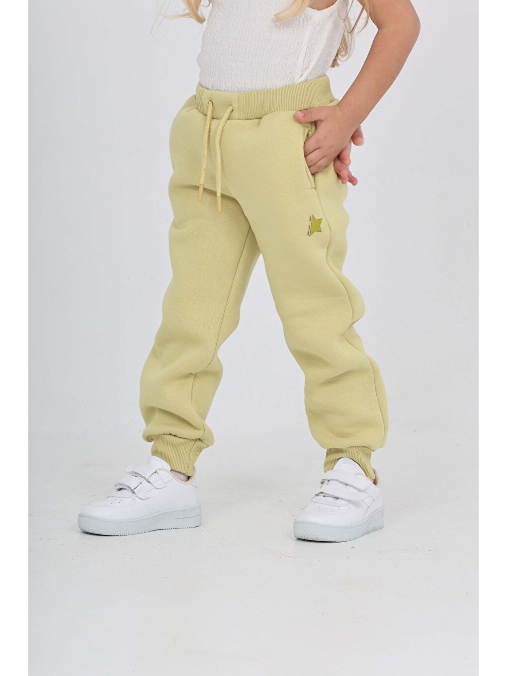 Yeşil Kız Çocuk Kabaran Yıldız Baskılı Eşofman Alt-3