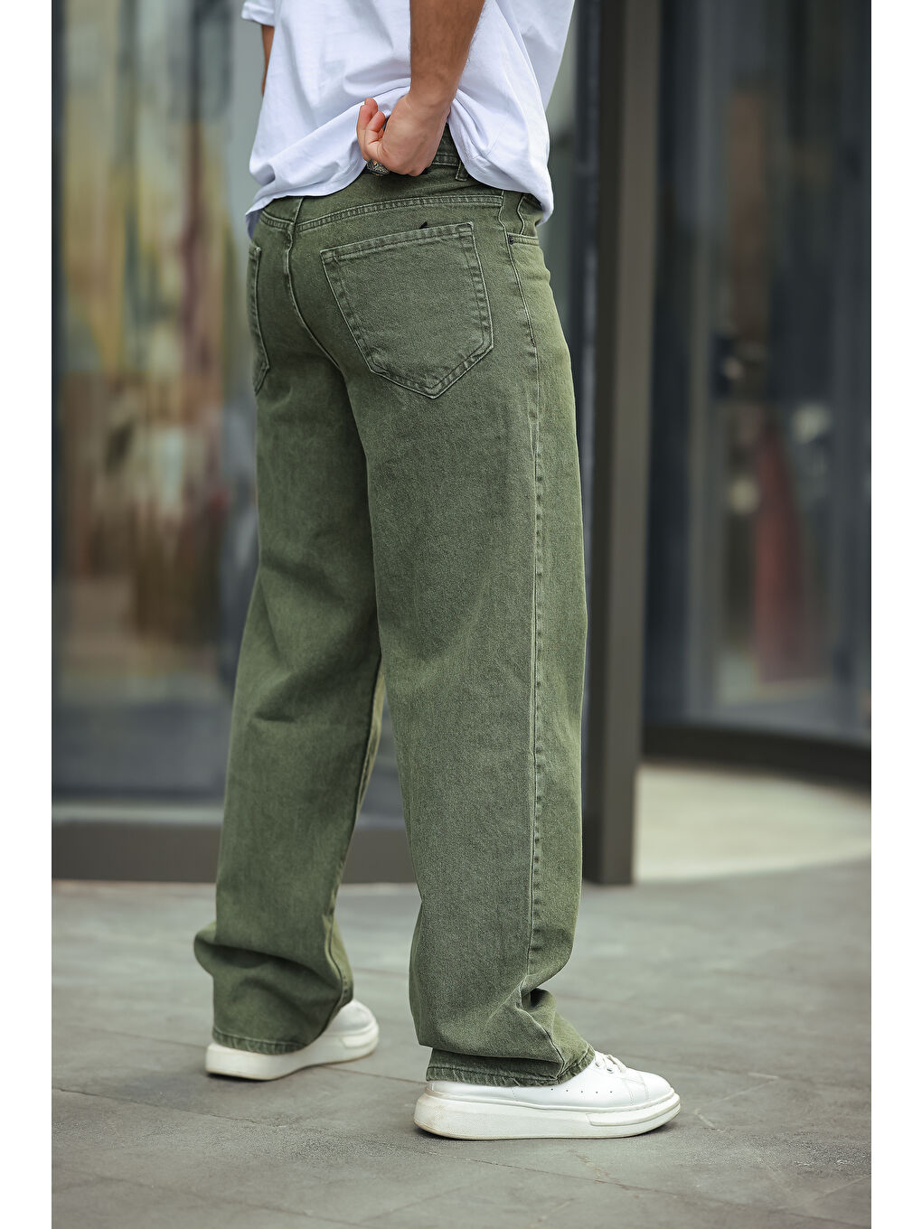 Haki Baggy Salaş Bol Ve Rahat Kalıp  Erkek Pantolon-3