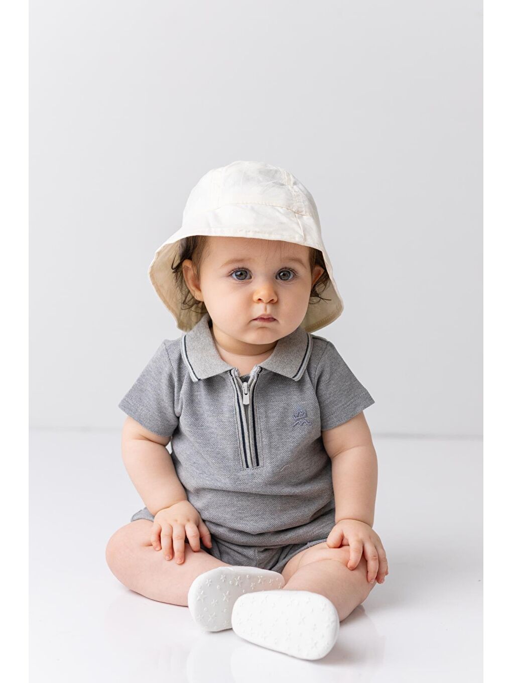 Erkek Bebek Polo Yaka T-Shirt Ve Şort İkili Takım - Gri