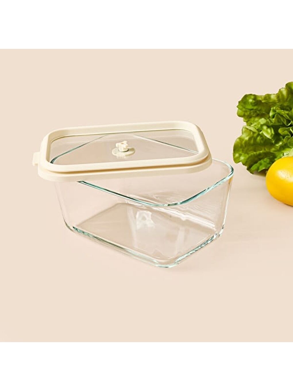 Karışık Hielo Cam Saklama Kabı - Şeffaf / Beyaz - 1380 ml-3