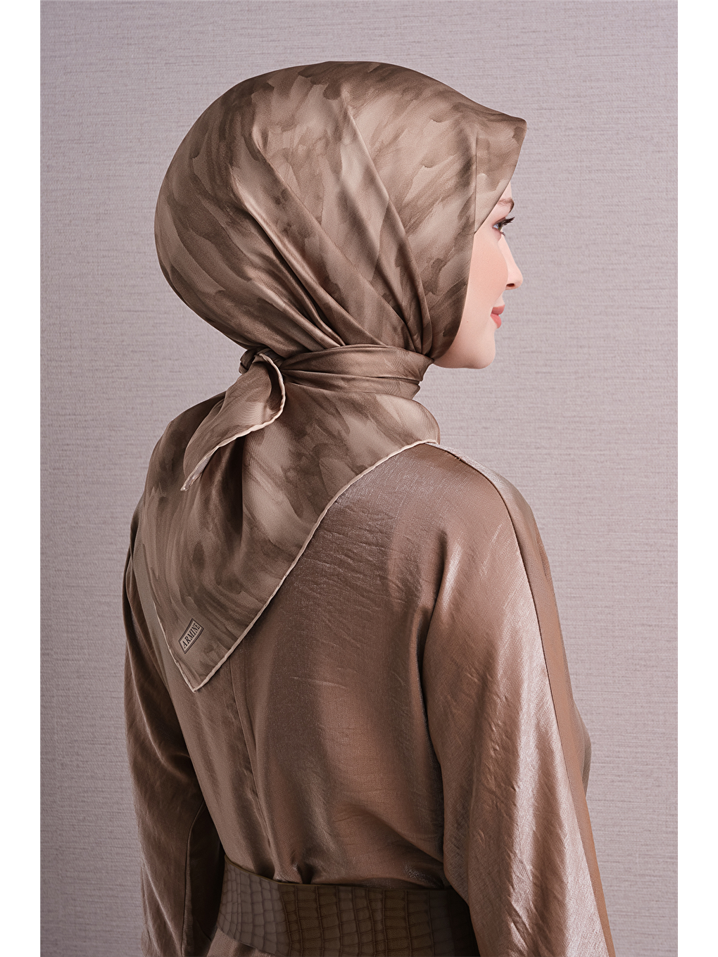 Kahverengi Saf İpek Twill Eşarp 9630d 34-3