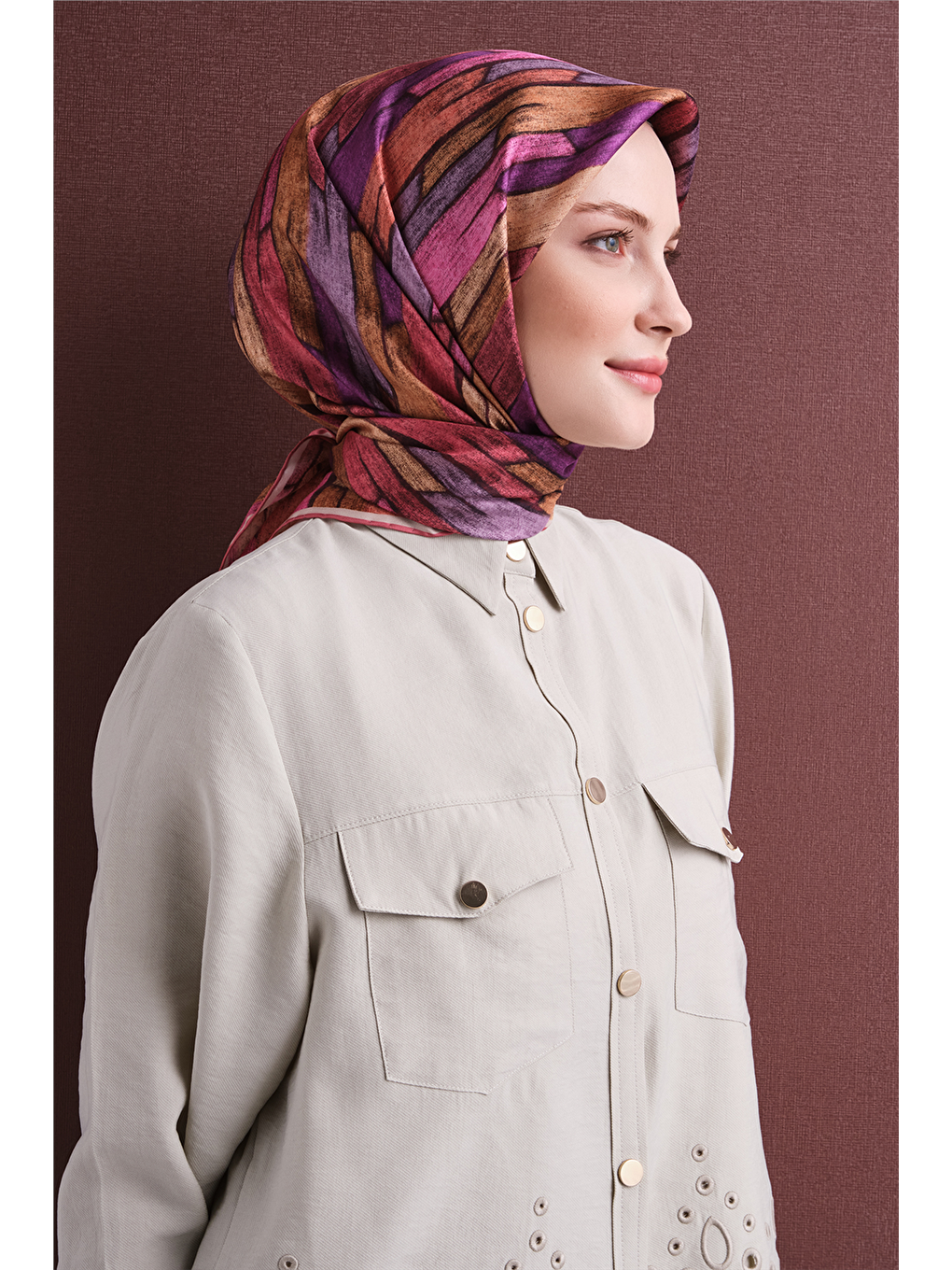 Pembe Saf İpek Twill Eşarp 9612d 32-3