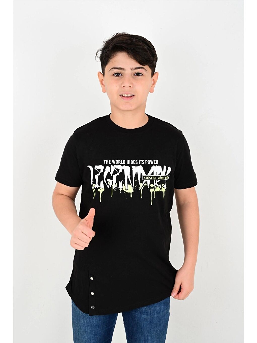 Siyah Baskılı Tişört 6829-1