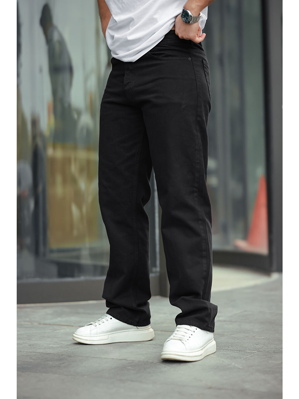 Siyah Baggy Salaş Bol Ve Rahat Kalıp  Erkek Pantolon-1