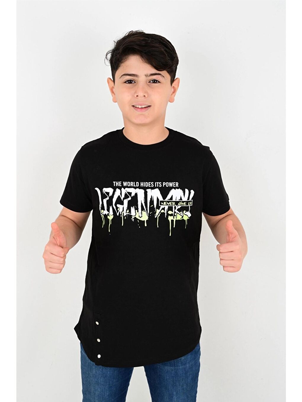 Siyah Baskılı Tişört 6829-2