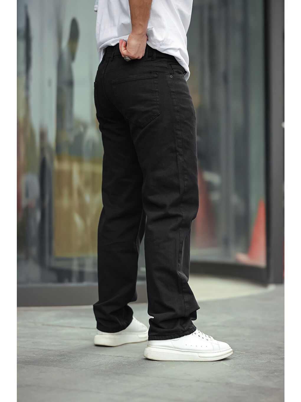 Siyah Baggy Salaş Bol Ve Rahat Kalıp  Erkek Pantolon-2