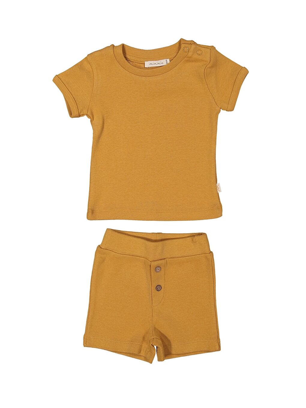 Sarı Gots Sertifikalı %100 Organik Pamuk T-Shirt Ve Şort Takım (6Ay-4Yaş)-2