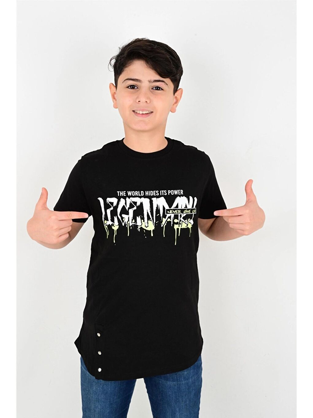 Siyah Baskılı Tişört 6829-3