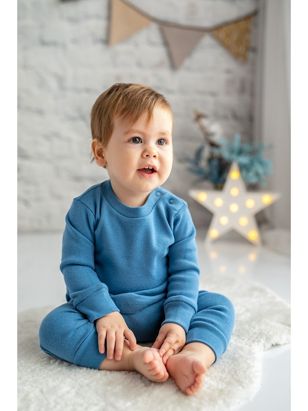 Mavi Gots Sertifikalı %100 Organik Pamuk İkili Takım (0-4Yaş)