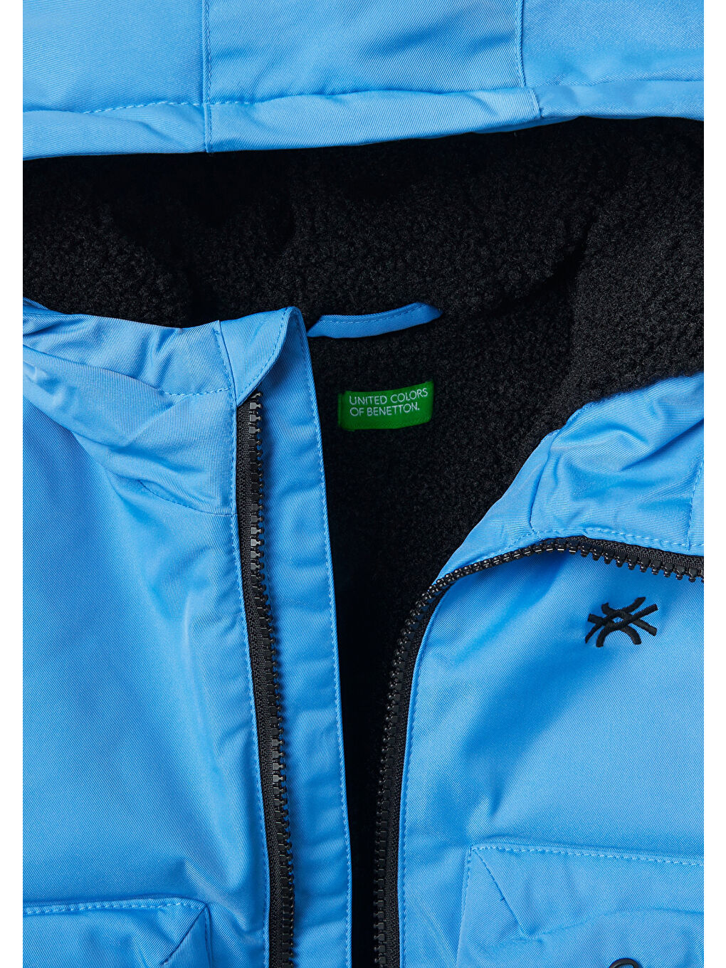 Erkek Çocuk Mavi Yarım Logo Baskılı Cepleri Fermuarlı Mont-2