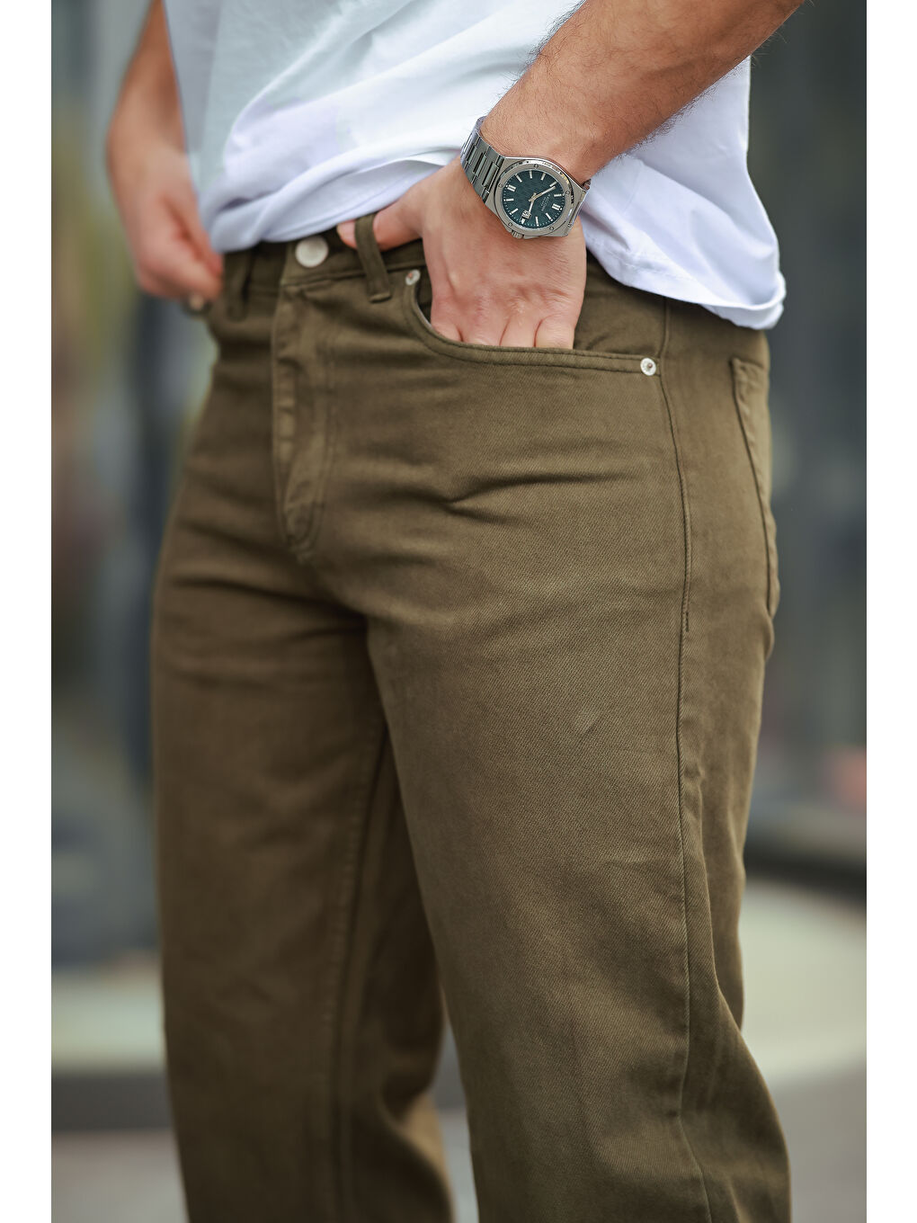 Kahverengi Baggy Salaş Bol Ve Rahat Kalıp  Erkek Pantolon-1