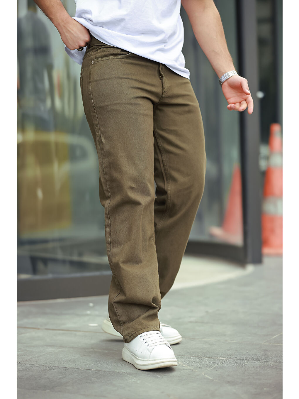 Kahverengi Baggy Salaş Bol Ve Rahat Kalıp  Erkek Pantolon-2