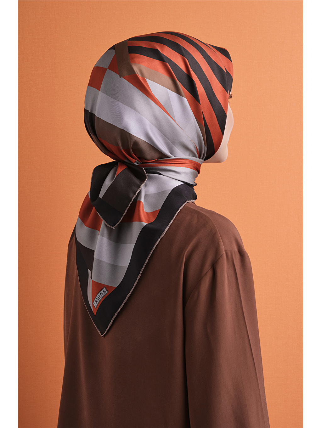 Turuncu Saf İpek Twill Eşarp 9615d 37-3