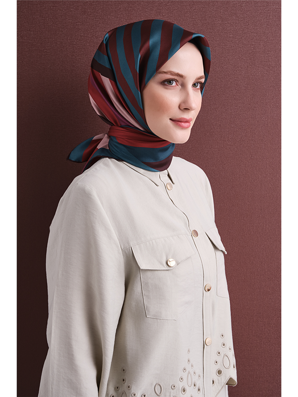 Karışık Saf İpek Twill Eşarp 9615d 80-1