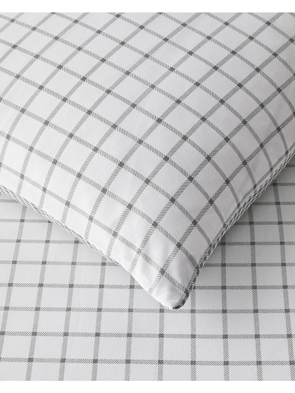 Simple Checks Kolay Ütülenir Çift Kişilik Nevresim Takımı 200x220 cm Gri-4