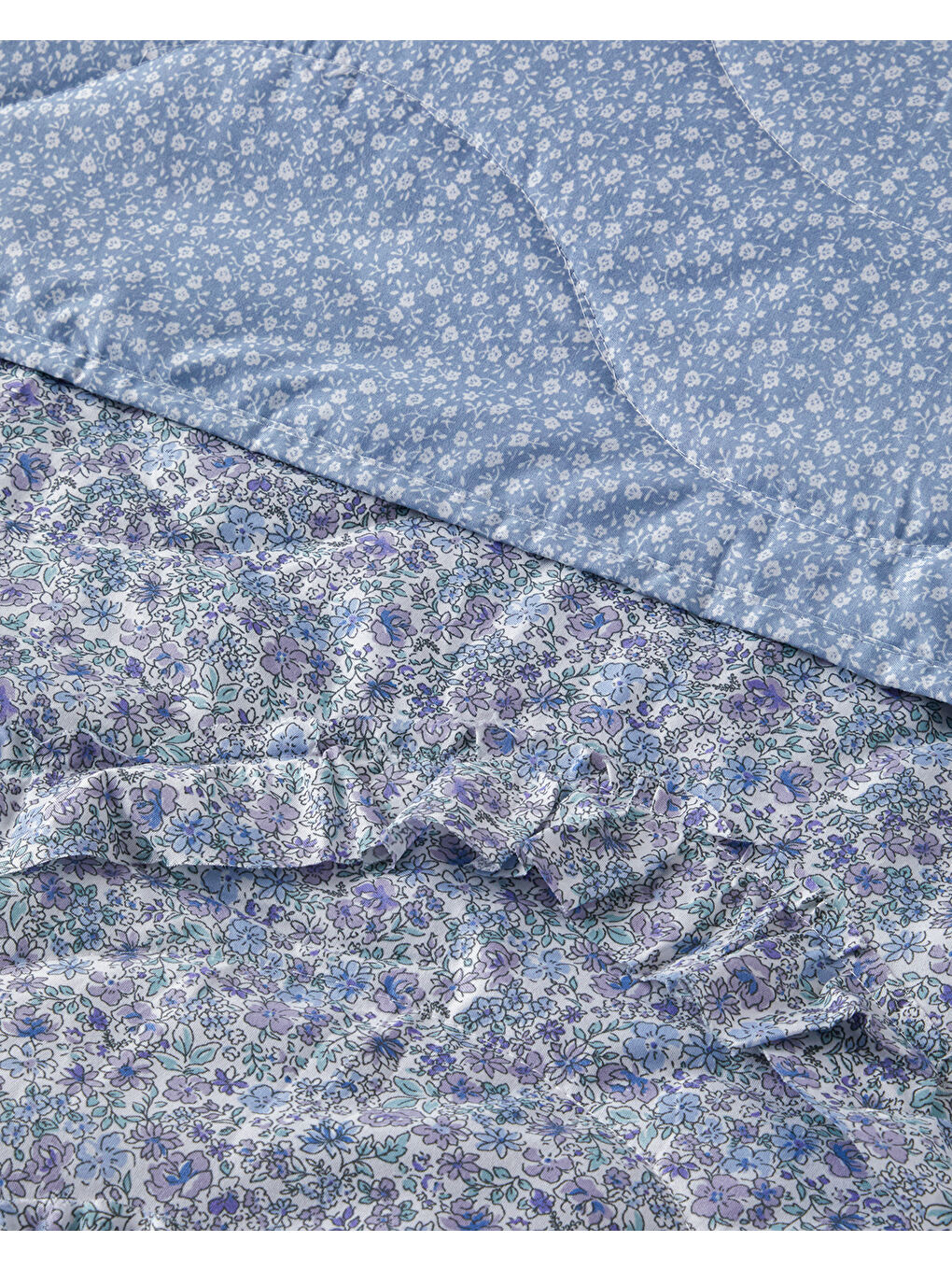 Floral Euphoria Fırfırlı Tek Kişilik Yatak Örtüsü Takımı 160x220 cm Mavi-2