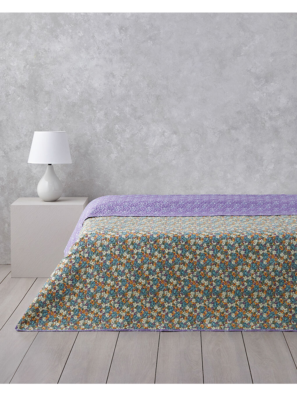 English Home Fiore Viola Çift Kişilik Çok Amaçlı Örtü 200x220 cm Mor