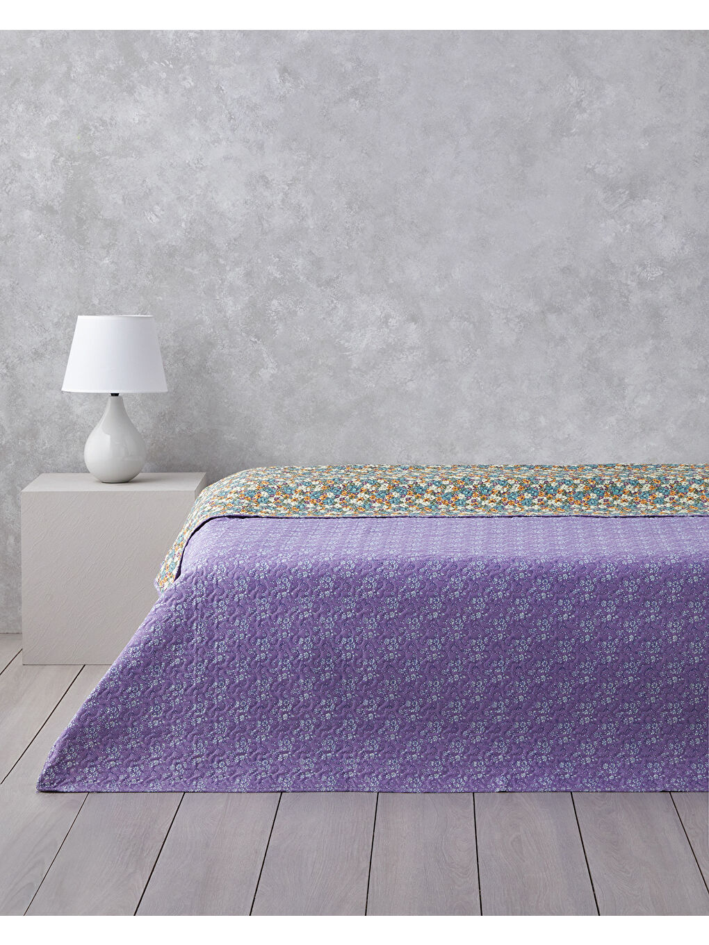 English Home Fiore Viola Çift Kişilik Çok Amaçlı Örtü 200x220 cm Mor - 1