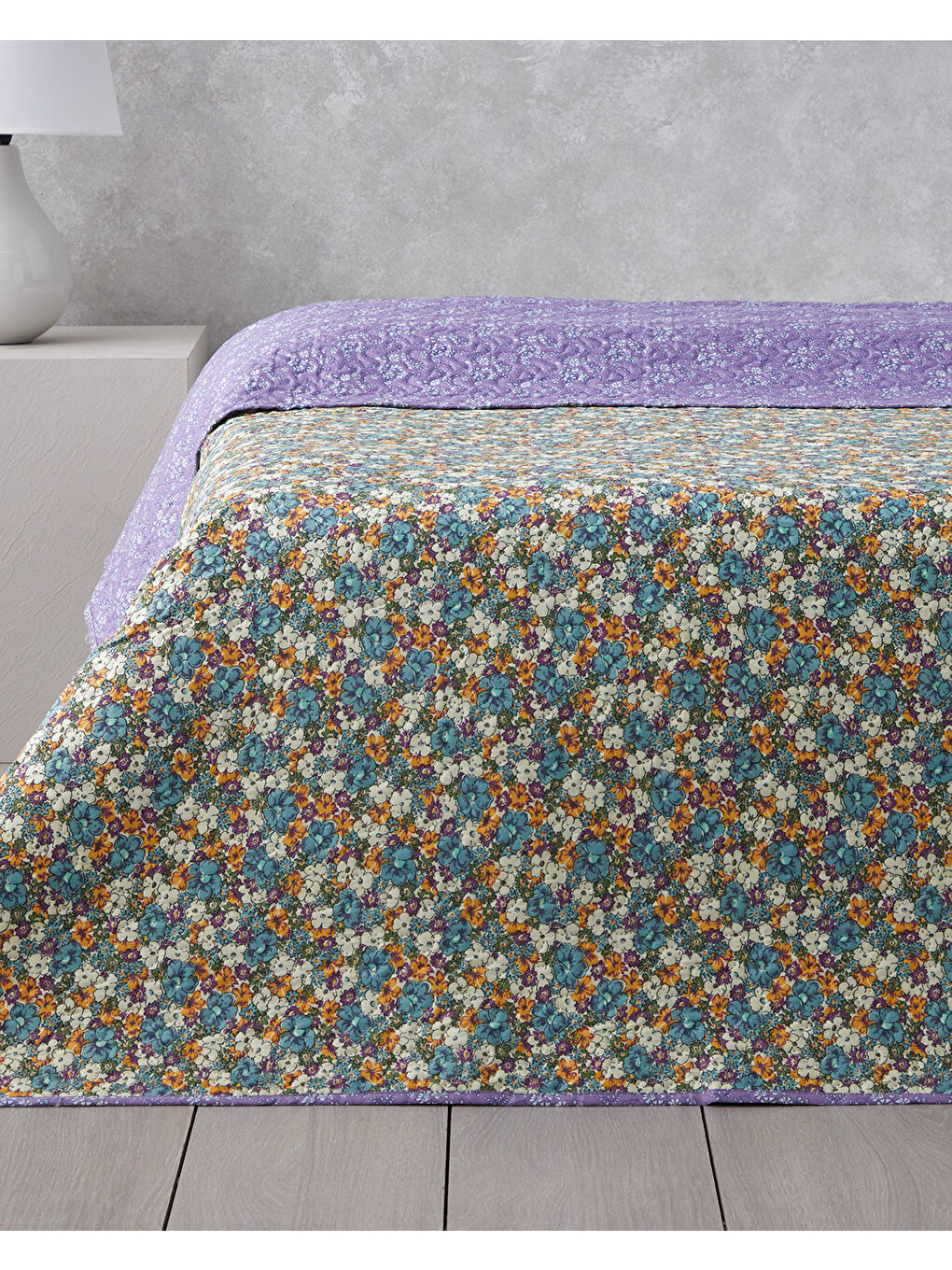 English Home Fiore Viola Çift Kişilik Çok Amaçlı Örtü 200x220 cm Mor - 2
