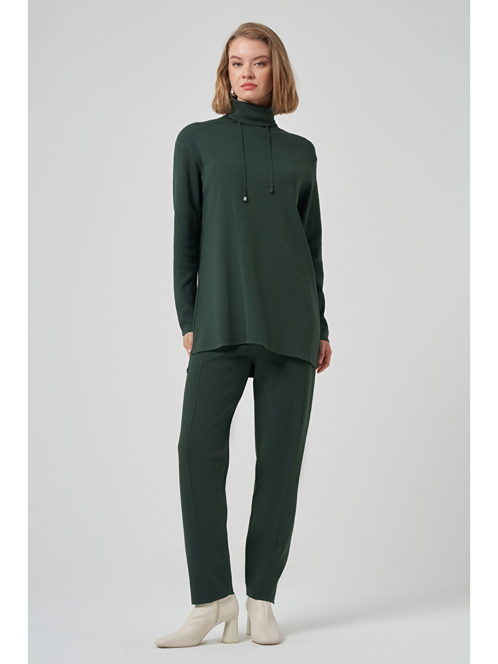 Dik Yaka Sweat Pantolon Triko Takım 1353 Zümrüt Yeşil-2