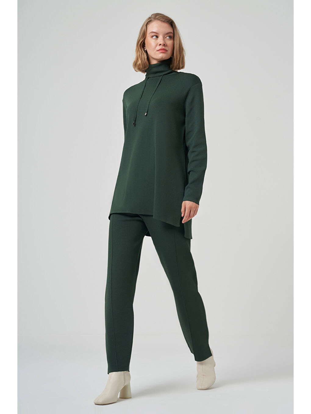 Dik Yaka Sweat Pantolon Triko Takım 1353 Zümrüt Yeşil-4