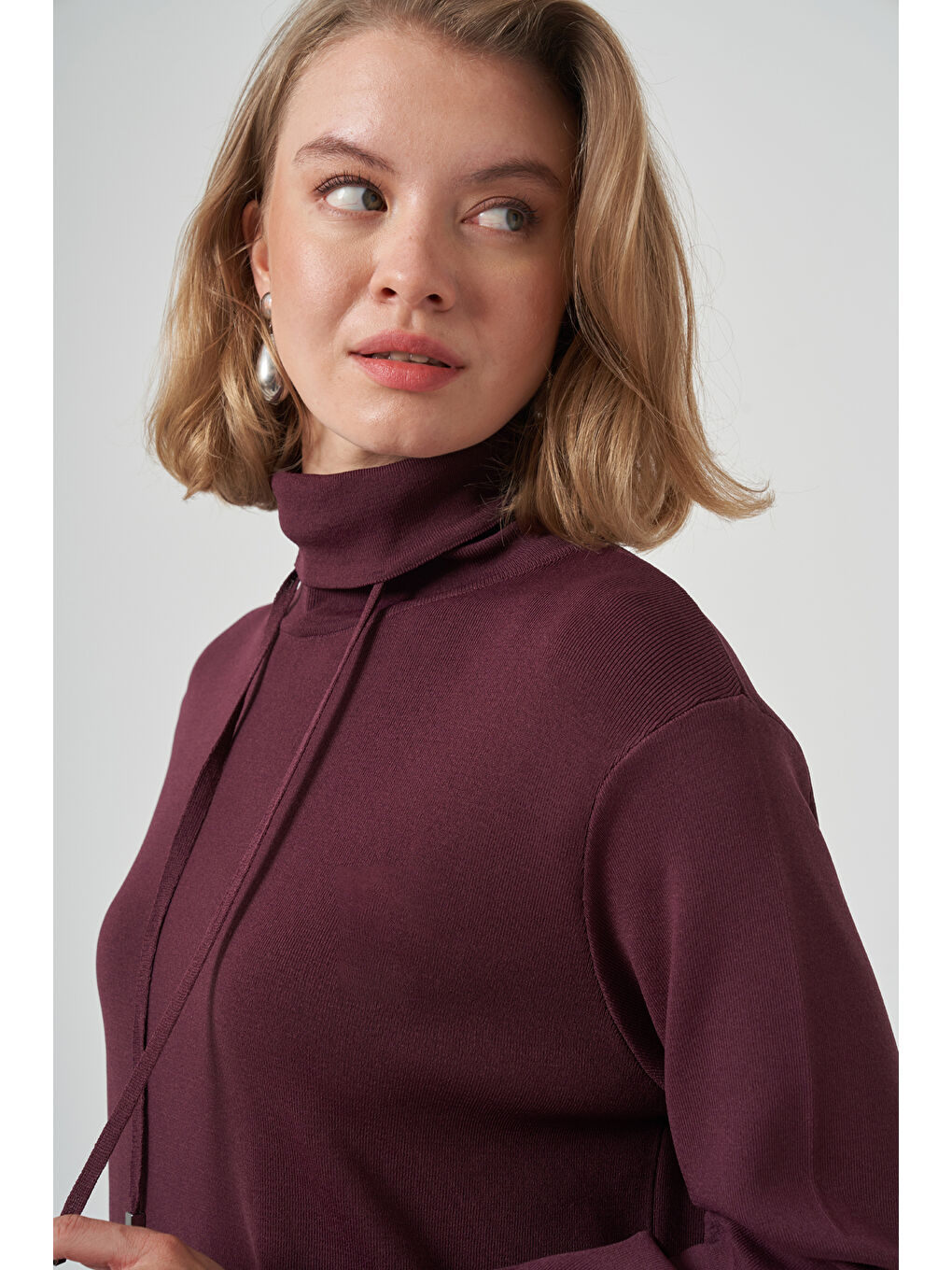 Dik Yaka Sweat Pantolon Triko Takım 1353 Bordo-2