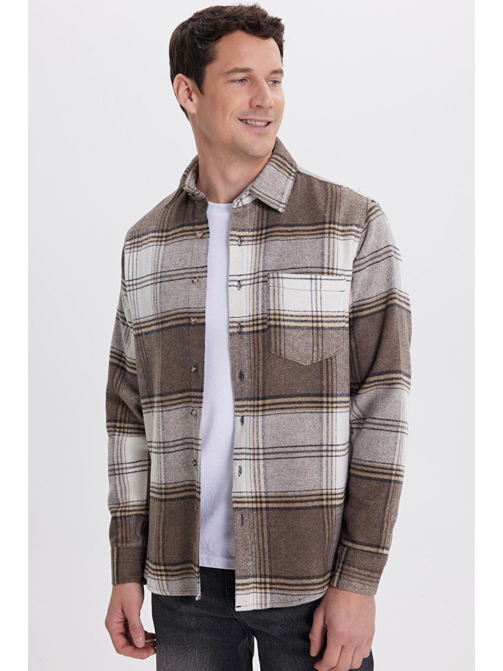 Karışık Erkek Regular Fit Rahat Kesim Kışlık Kareli Oduncu Gömlek-4