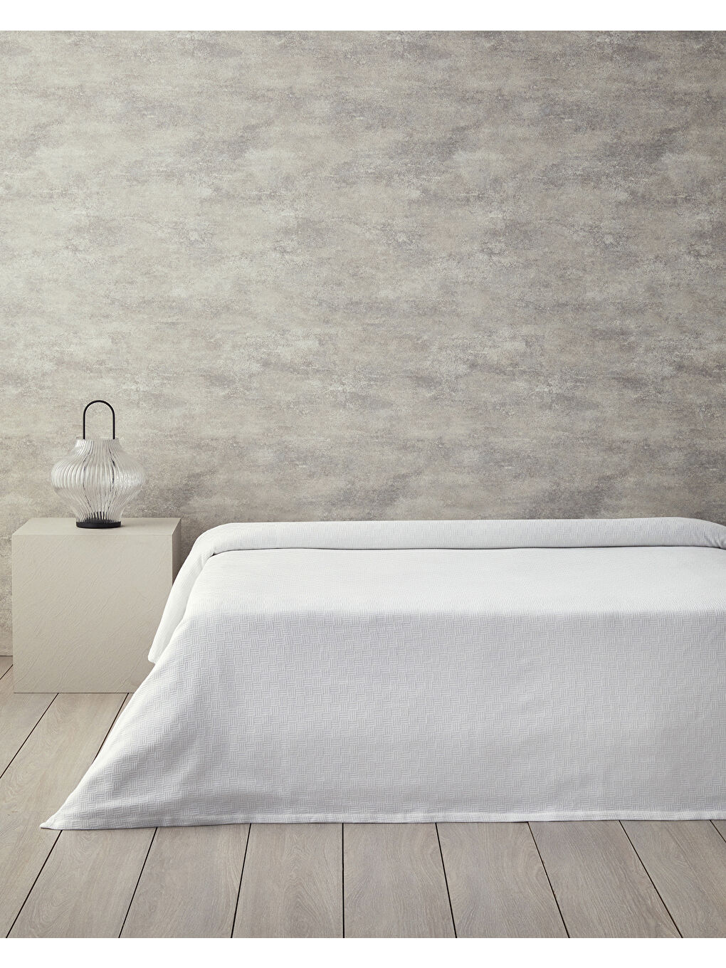 Plain Pamuklu Tek Kişilik Pike Beyaz