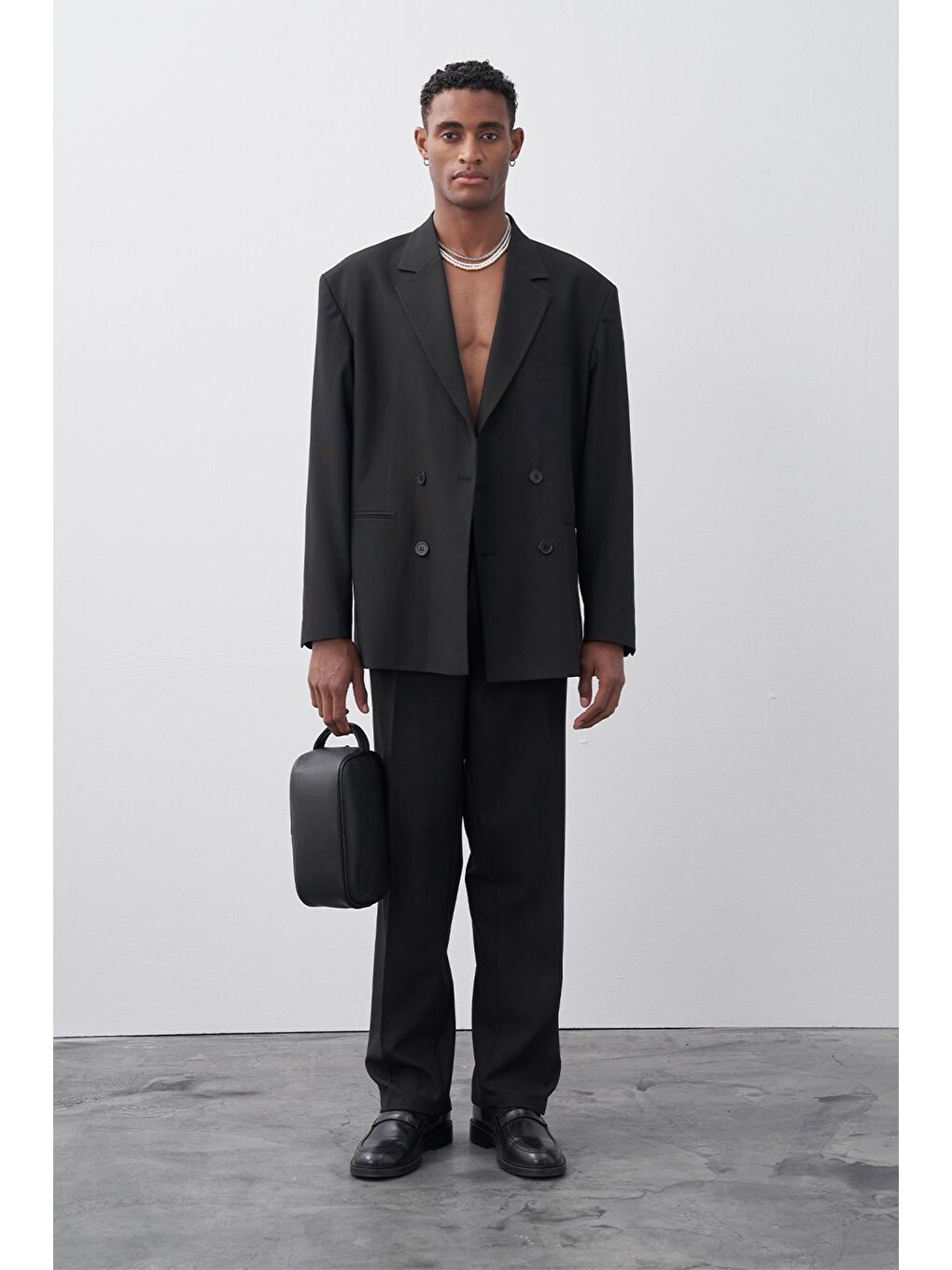 Rahat Kalıp Kruvaze Takım Elbise Siyah