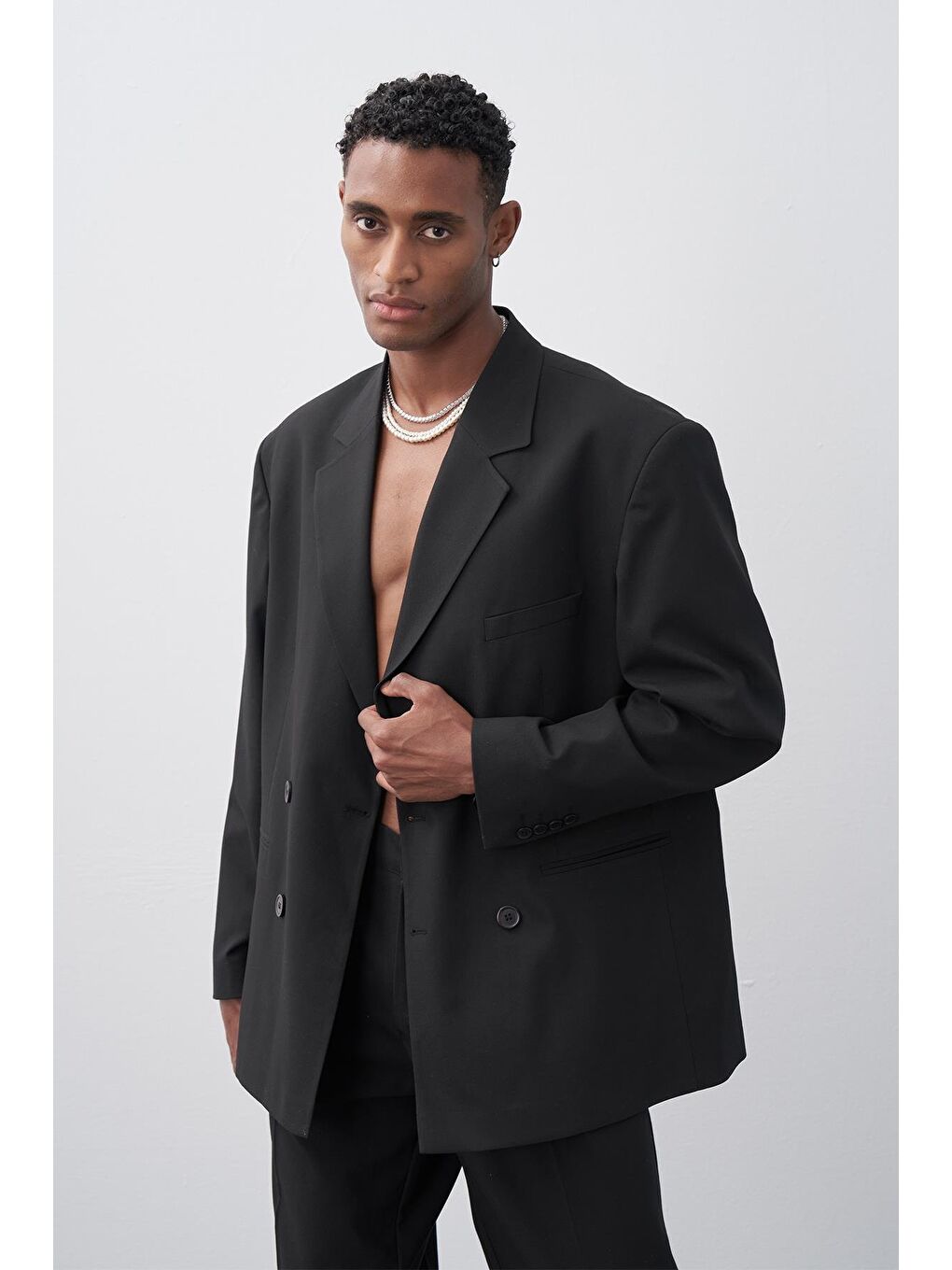 Rahat Kalıp Kruvaze Takım Elbise Siyah-2