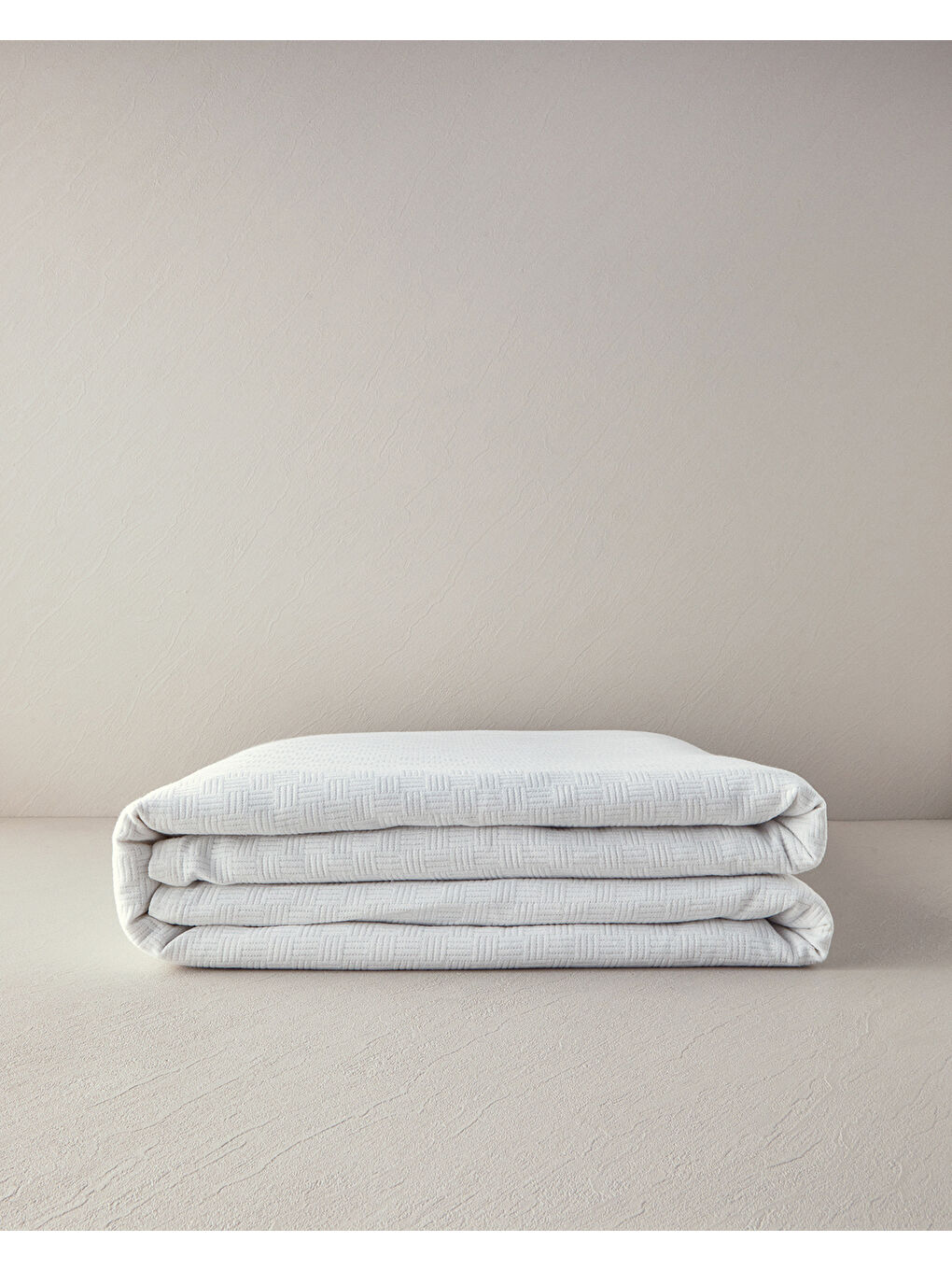 Plain Pamuklu Tek Kişilik Pike Beyaz-2