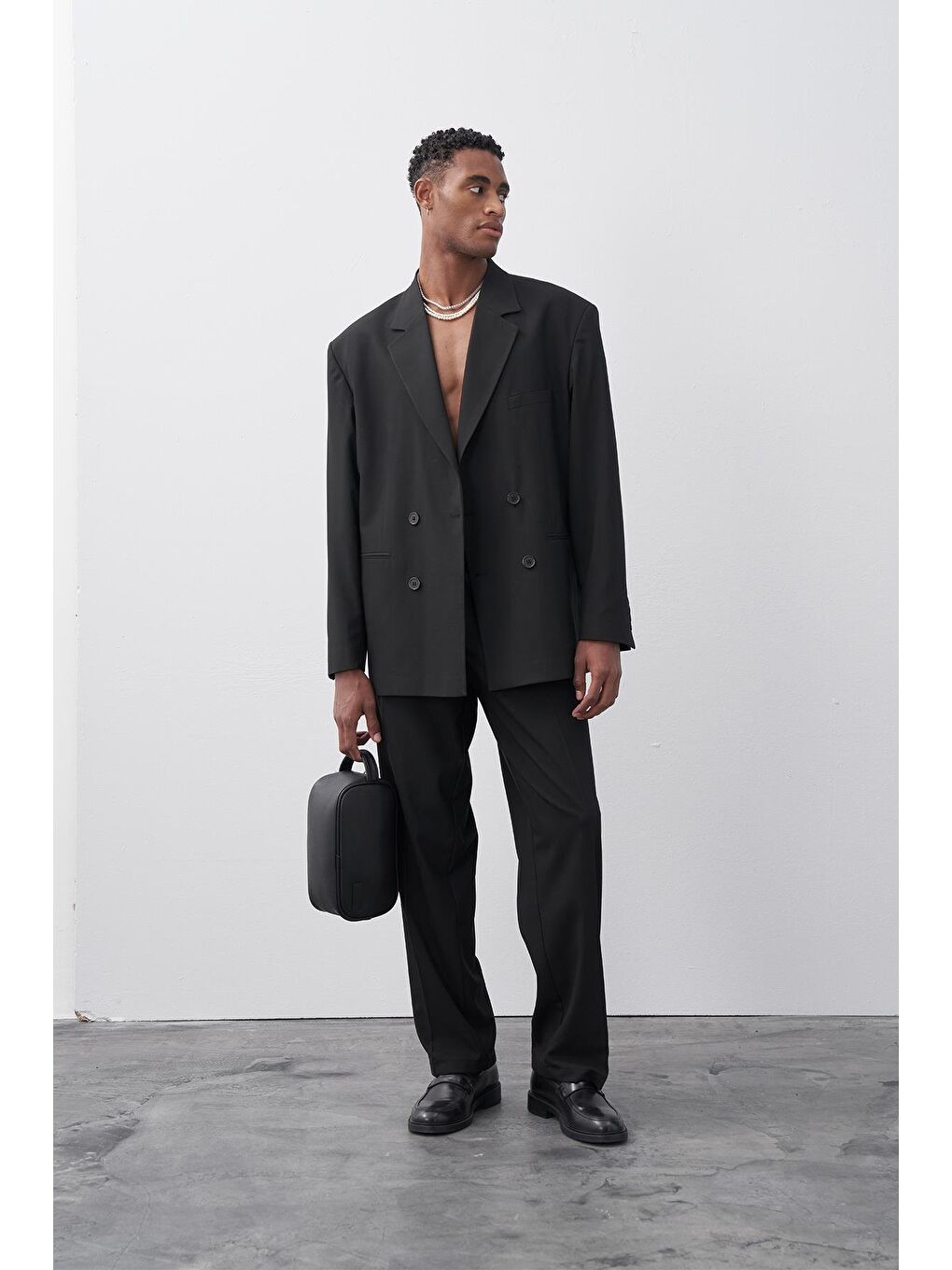 Rahat Kalıp Kruvaze Takım Elbise Siyah-3