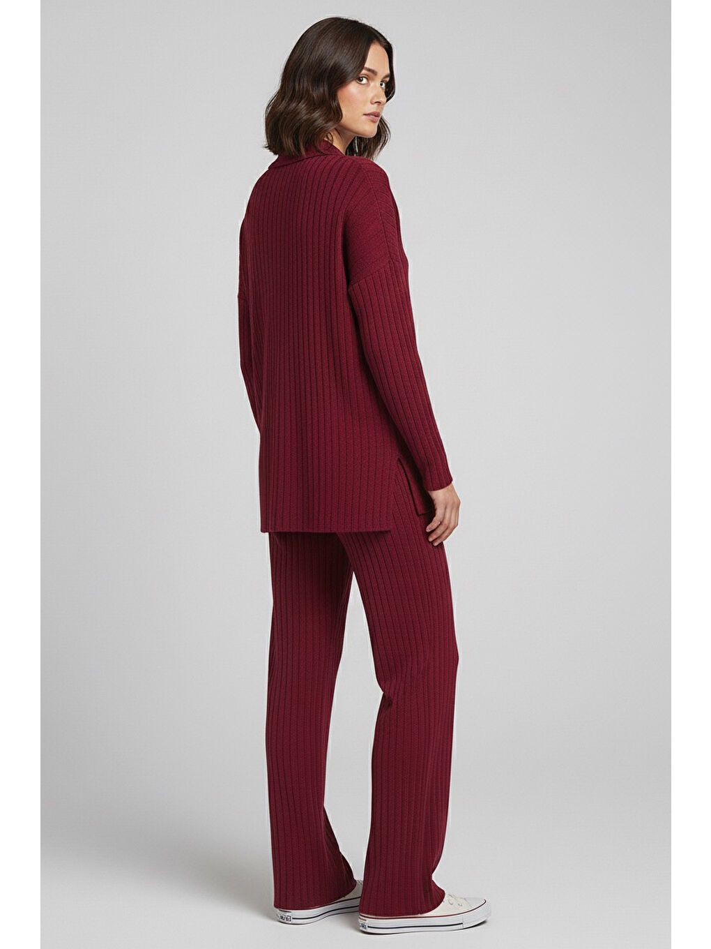 Polo Yaka Fitilli Kaşkorse İkili Takım Bordo - 27993-BORDO-3